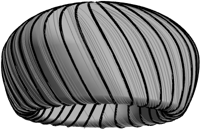 Digital bowl model showing the orientation of the veneer strips, turned upright.