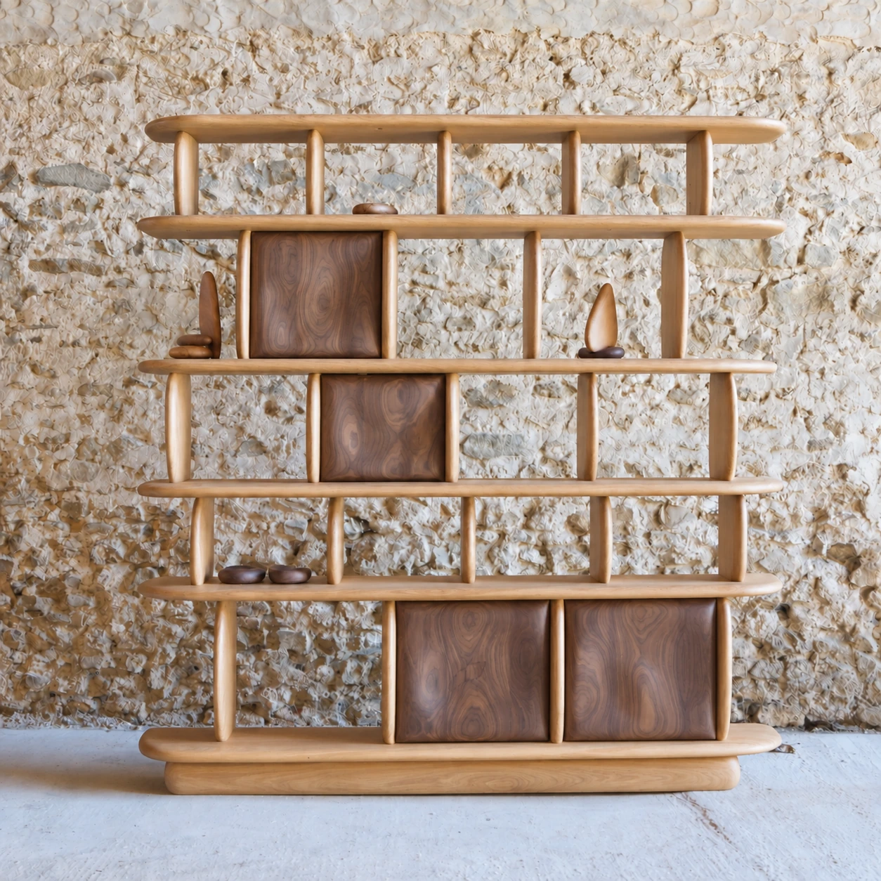 Oak and walnut bookcase